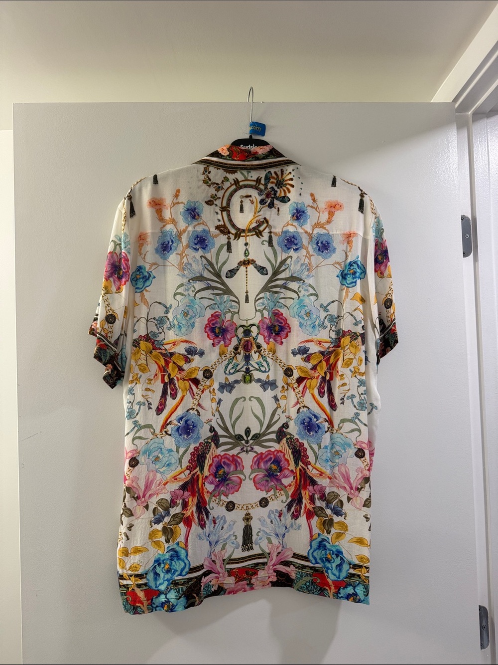 Camilla Floral  Short Sleeve Shirt in Ivory, Blue, Pink, Yellow